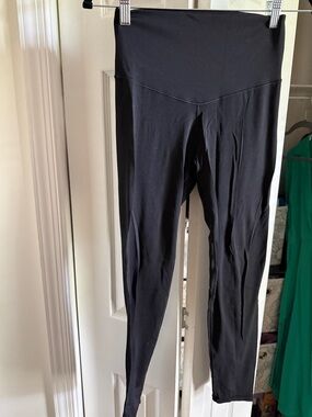 aerie Black Athletic Leggings with Subtle Logo Print